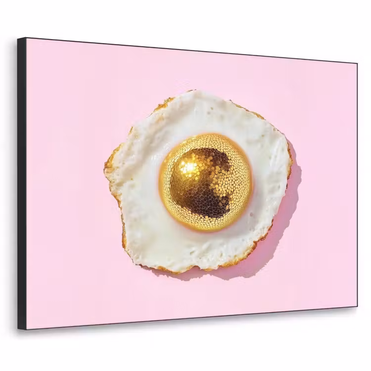 Ei - Disco - Ontbijt - Glitter Textielframe zwart klein -3d