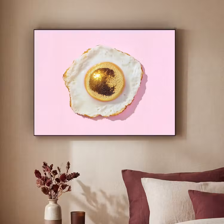 Ei - Disco - Ontbijt - Glitter Textielframe zwart klein -sfeer1