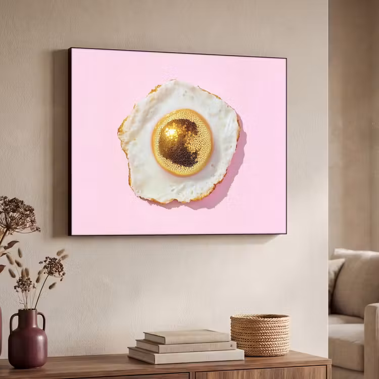 Ei - Disco - Ontbijt - Glitter Textielframe - compleet frame klein -sfeer3
