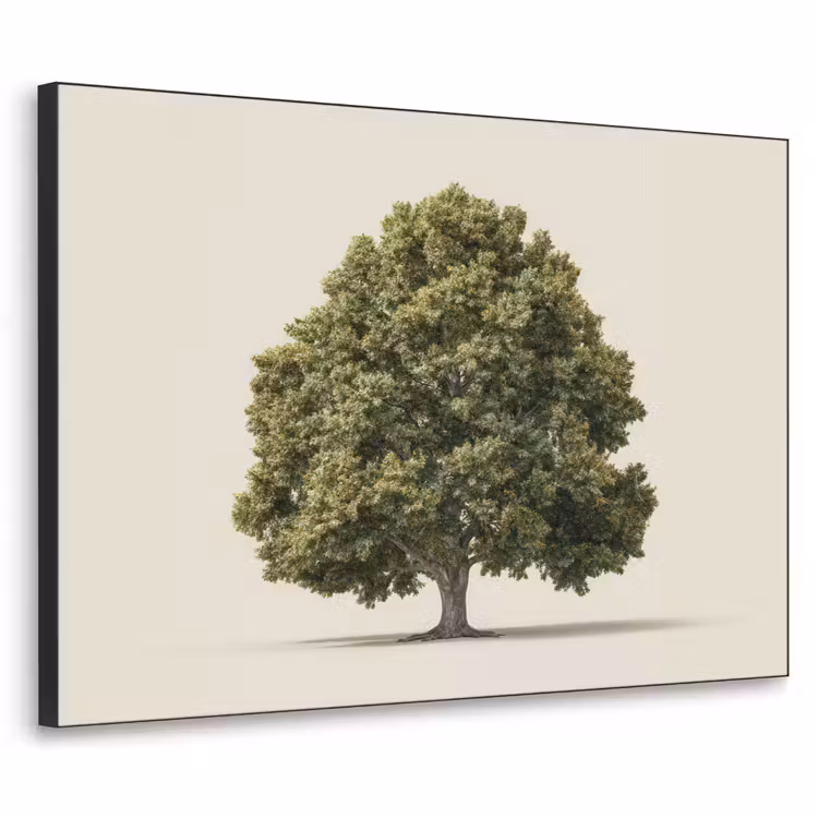 Eikenboom - Groen - Lichte achtergrond Textielframe zwart klein -3d