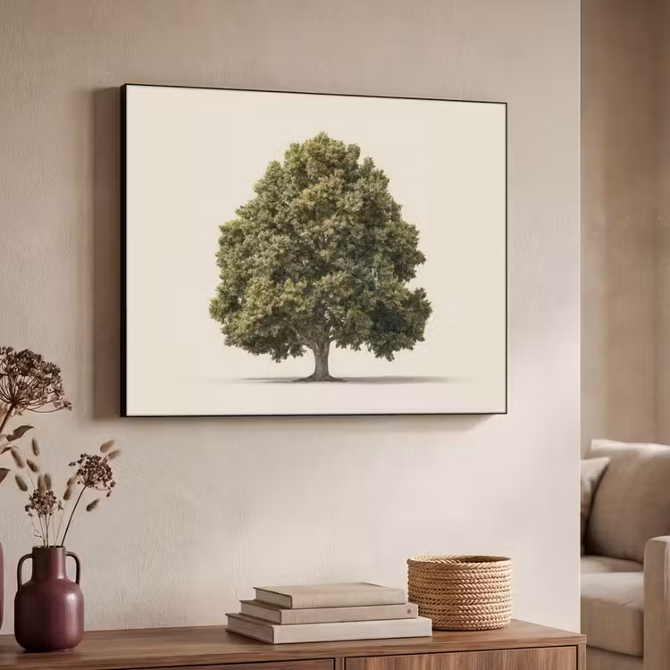 Eikenboom - Groen - Lichte achtergrond Textielframe - compleet frame klein -sfeer3