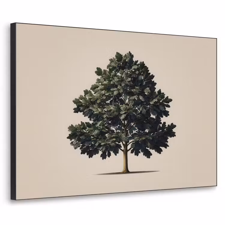 Eikenboom - Schaduw - Egaal Textielframe zwart klein -3d