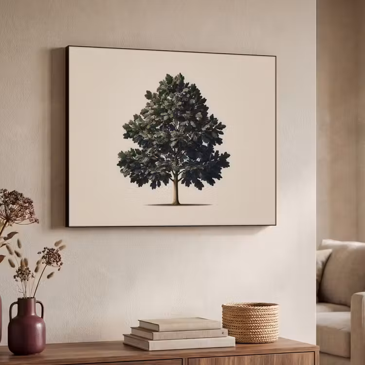 Eikenboom - Schaduw - Egaal Textielframe zwart klein -sfeer3