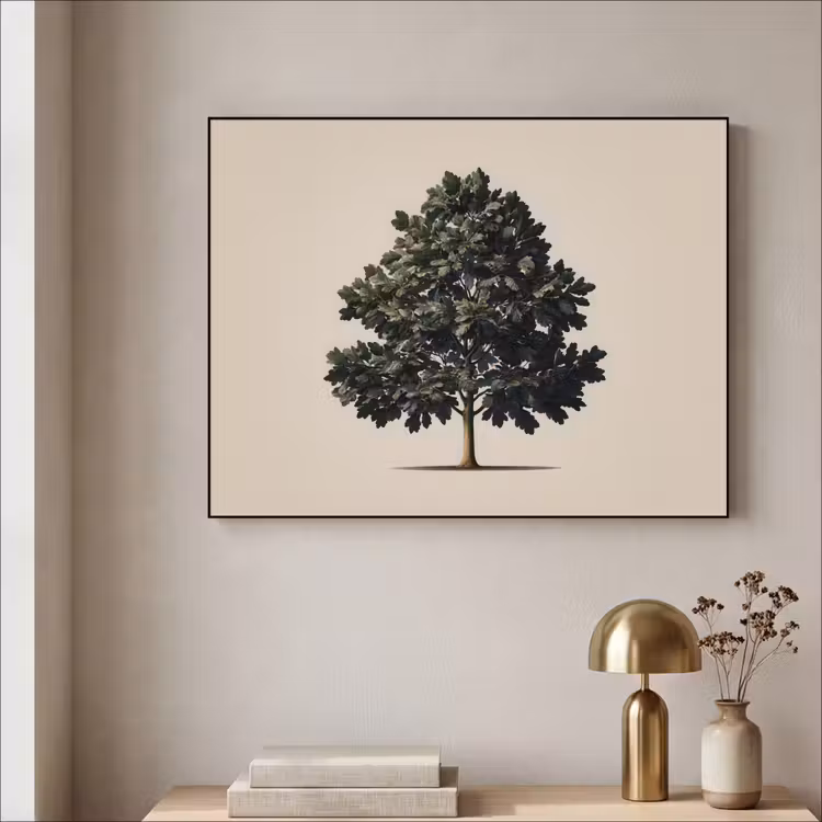 Eikenboom - Schaduw - Egaal Textielframe zwart klein -sfeer2
