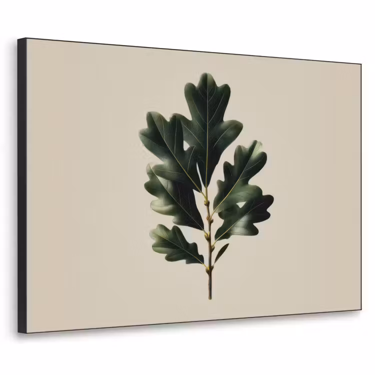 Eikenbladeren - Beige - Groen - Golvende randen Textielframe - compleet frame klein -3d