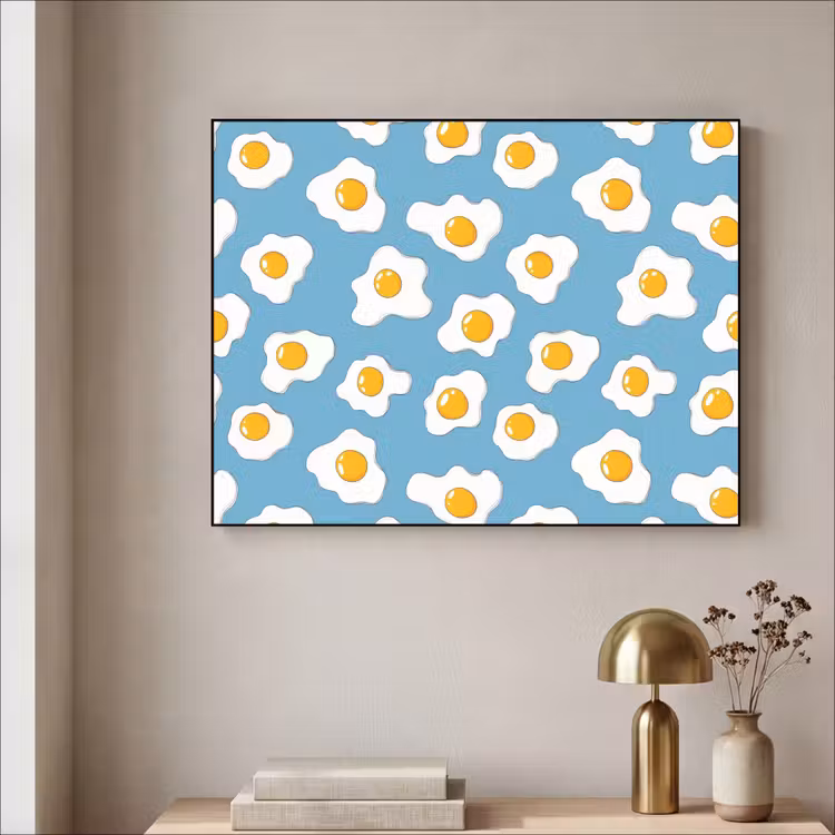 Eieren - Dooiers - Blauw Textielframe zwart klein 947 -sfeer2