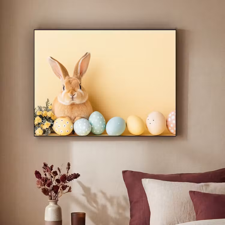 Eieren - Konijn - Pasteltinten Textielframe zwart klein -sfeer1