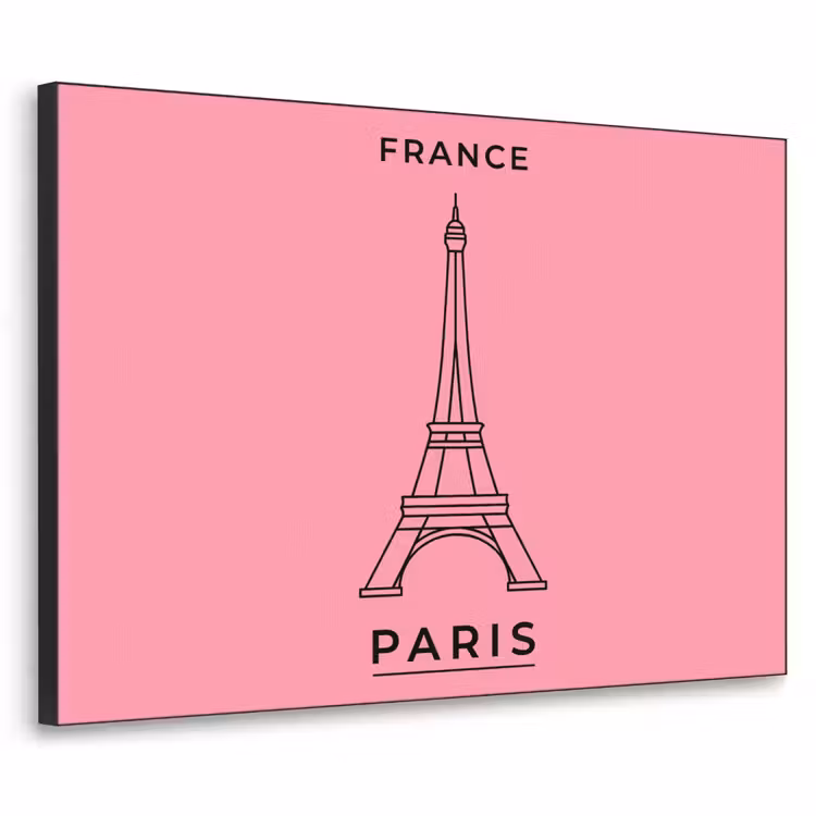 Eiffeltoren - Parijs - Architectuur - Minimalistisch - Roze Textielframe zwart klein -3d
