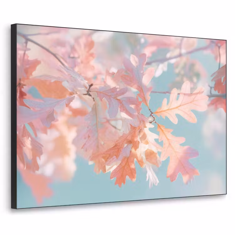 Eikenbladeren - Takken - Roze Textielframe zwart klein -3d