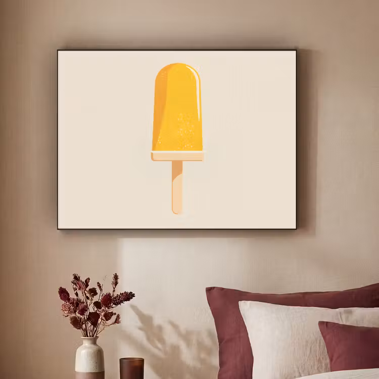 Oranje - Stokje - Waterijsje Textielframe zwart klein -sfeer1