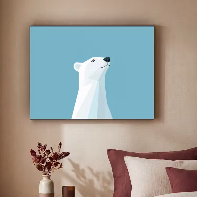 Ijsbeer - Lichtblauw - Minimalistisch Textielframe zwart klein -sfeer1