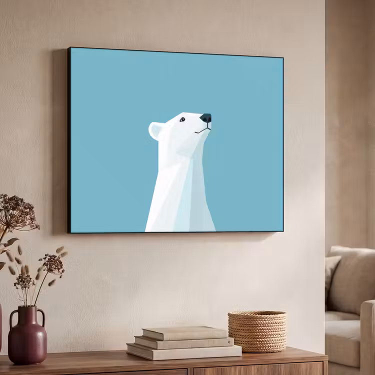 Ijsbeer - Lichtblauw - Minimalistisch Textielframe - compleet frame klein -sfeer3