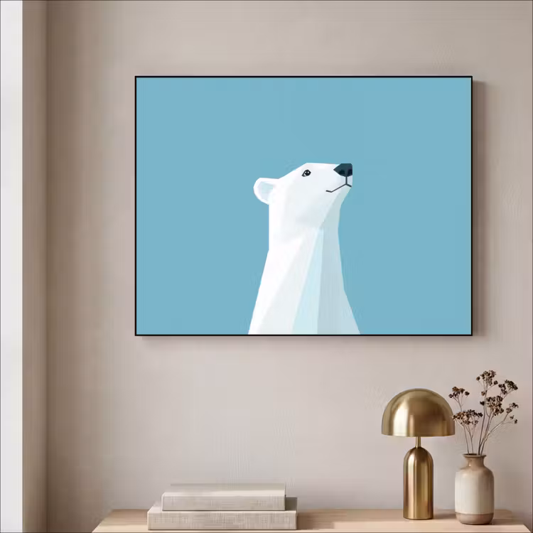 Ijsbeer - Lichtblauw - Minimalistisch Textielframe - compleet frame klein -sfeer2