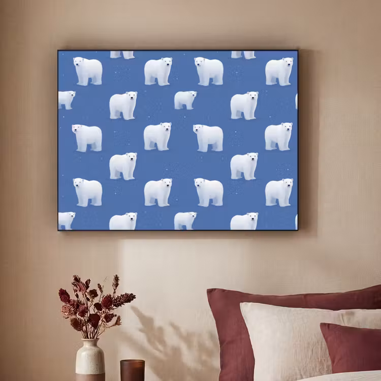 IJsbeer - Patroon - Blauw Textielframe zwart klein 947 -sfeer1