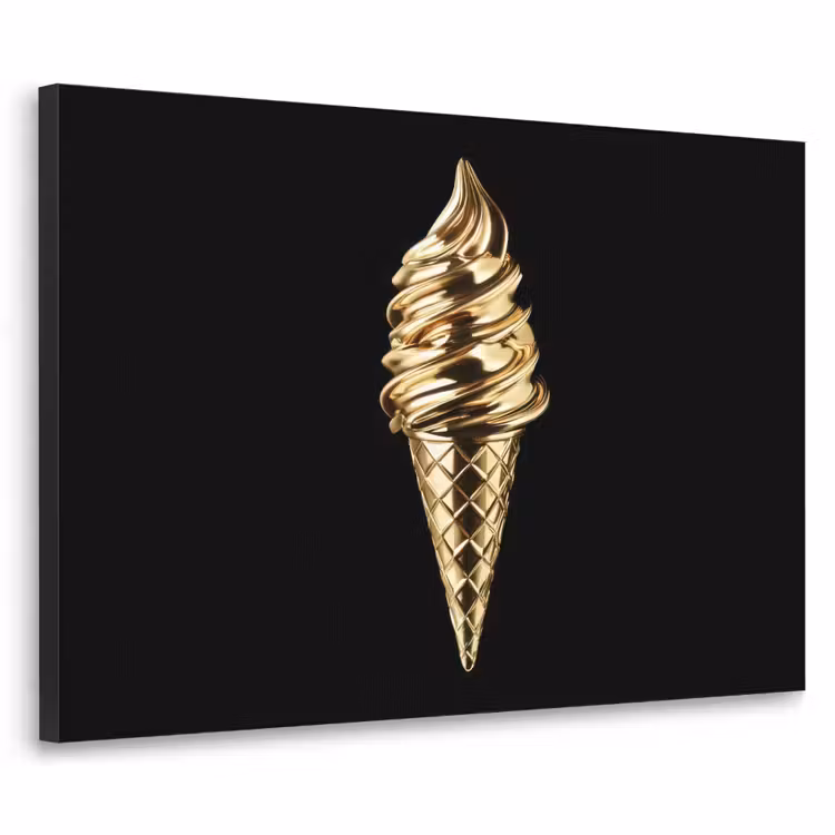 Ijs - Goud - Zwart - Eten Textielframe - compleet frame klein -3d