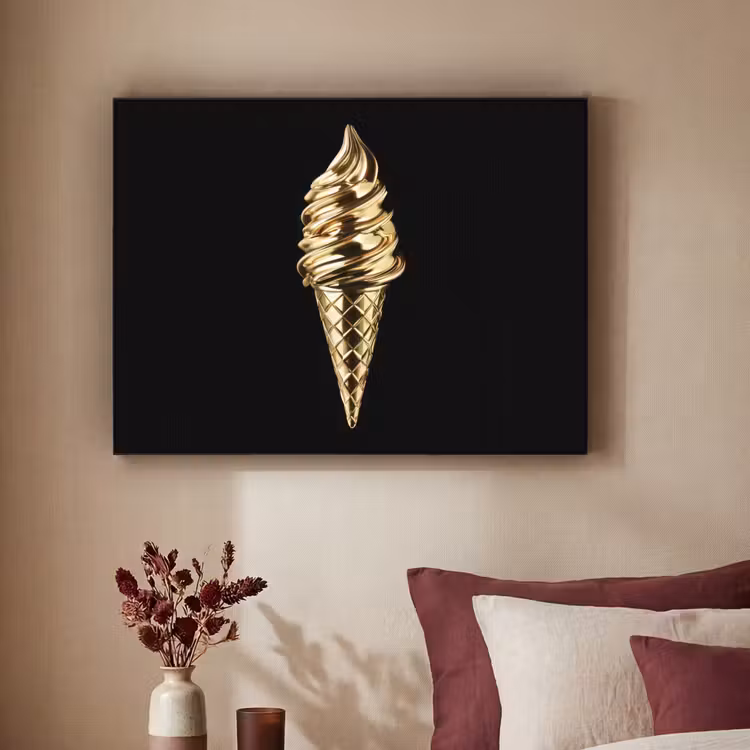Ijs - Goud - Zwart - Eten Textielframe - compleet frame klein -sfeer1