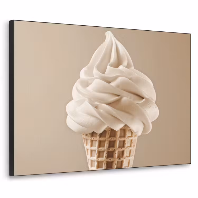 IJs - Softijs - Romig - Hoorntje - Beige Textielframe - compleet frame klein -3d