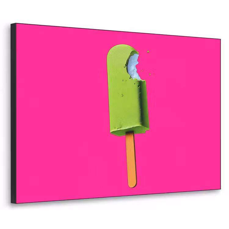 Ijsje - Stokje - Minimalistisch - Groen Textielframe zwart klein -3d