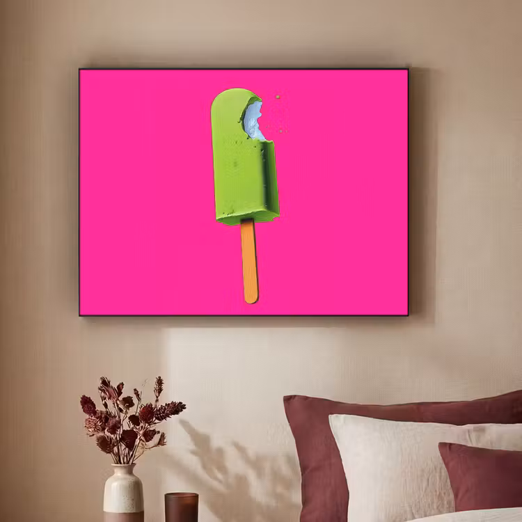 Ijsje - Stokje - Minimalistisch - Groen Textielframe - compleet frame klein -sfeer1