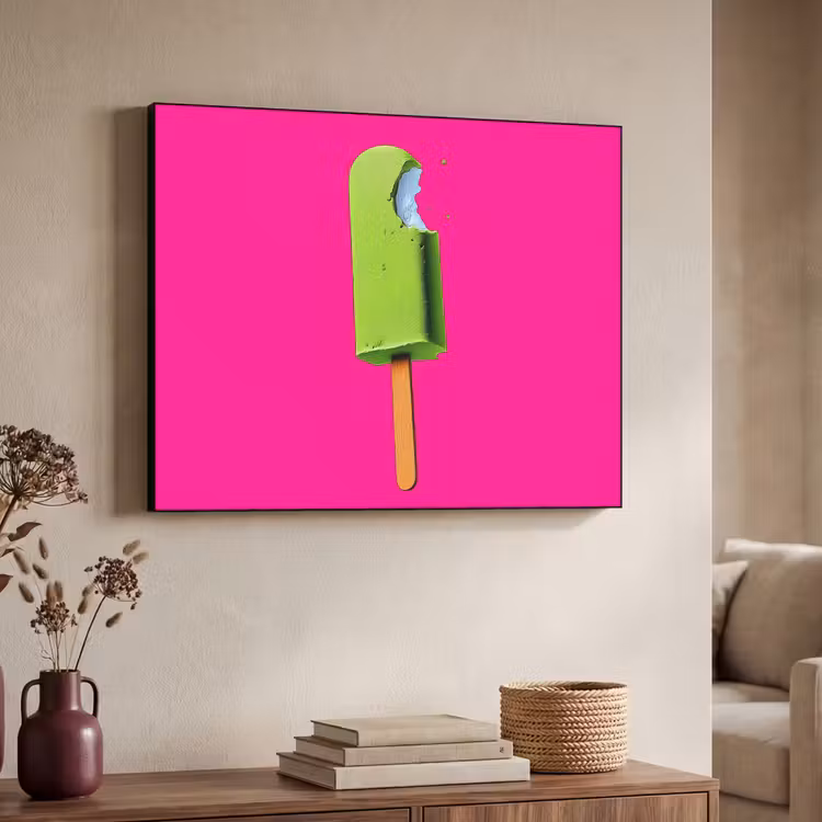 Ijsje - Stokje - Minimalistisch - Groen Textielframe - compleet frame klein -sfeer3