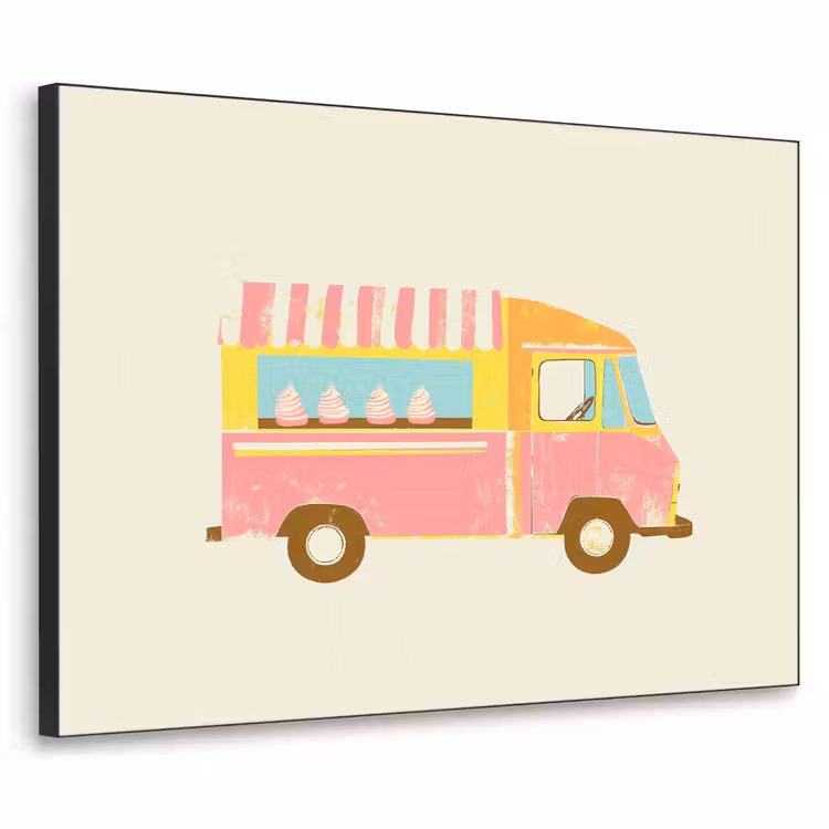 Ijskar - Retro - Softijsjes - Roze Textielframe - compleet frame klein -3d