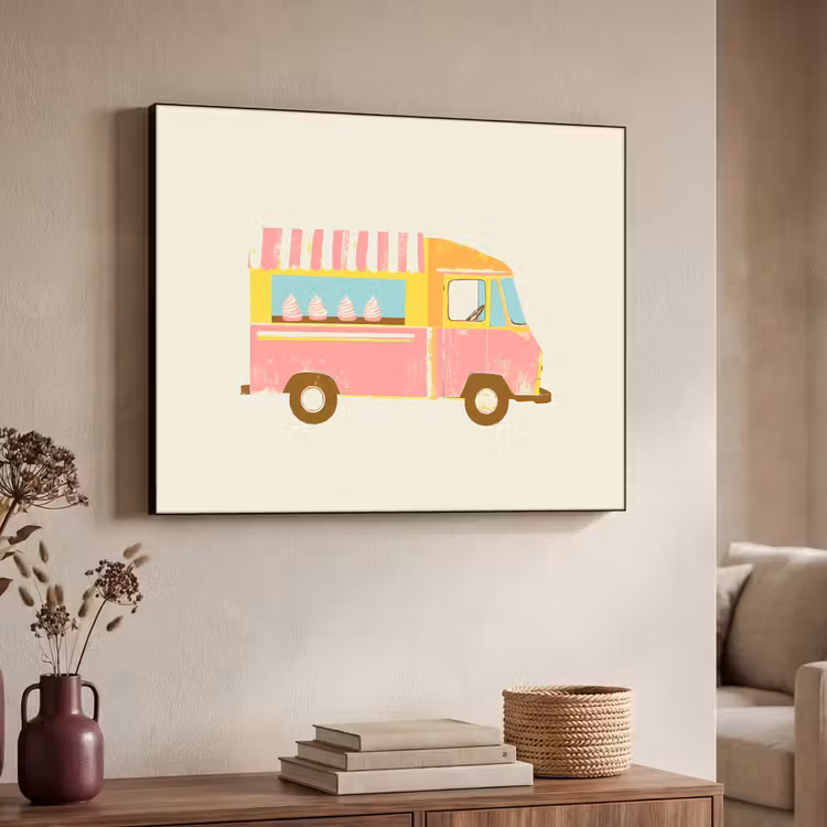 Ijskar - Retro - Softijsjes - Roze Textielframe - compleet frame klein -sfeer3