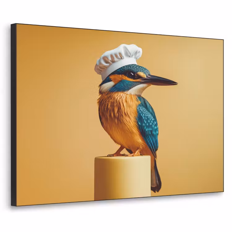Ijsvogel - Pilaar - Koksmuts - Vogel Textielframe zwart klein -3d