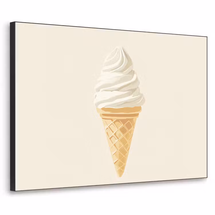 Softijs - Hoorntje - Wit Textielframe zwart klein -3d