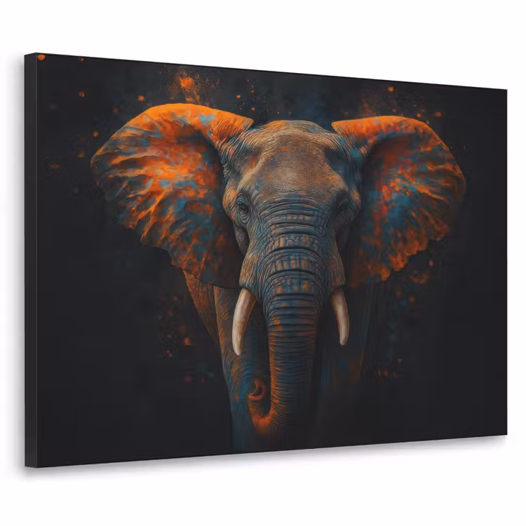 Olifant - Oranje - Oren Textielframe - compleet frame klein -3d