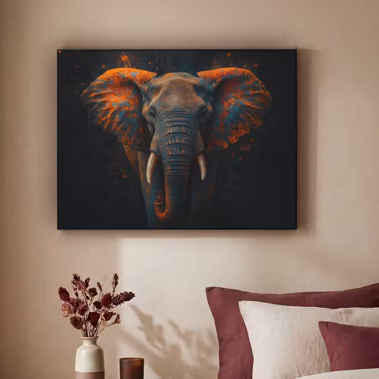 Olifant - Oranje - Oren Textielframe - compleet frame klein -sfeer1