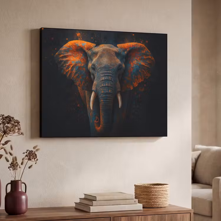 Olifant - Oranje - Oren Textielframe - compleet frame klein -sfeer3