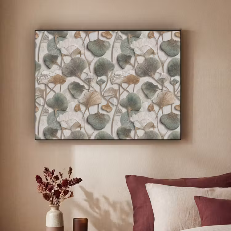 Elegant - Bladeren - Groen Textielframe zwart klein 947 -sfeer1