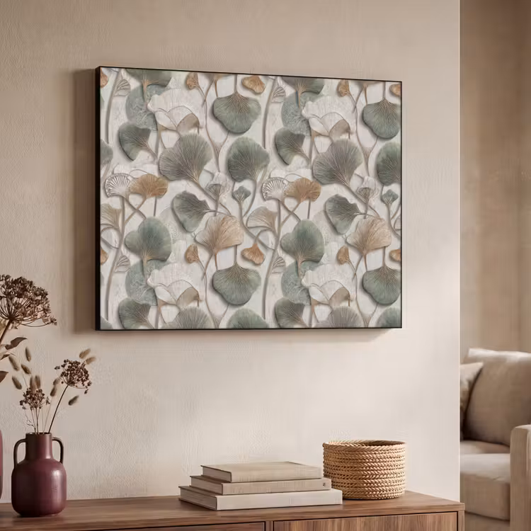 Elegant - Bladeren - Groen Textielframe zwart klein 947 -sfeer3