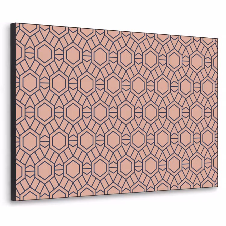 Strak - Patroon - Roze - Donkerblauw Textielframe zwart klein 947 -3d