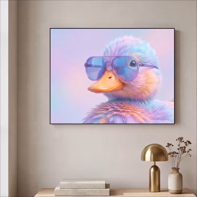 Art Frame - Ente - Brille - Pastell - Eend - bril - Pastel Textielframe zwart klein