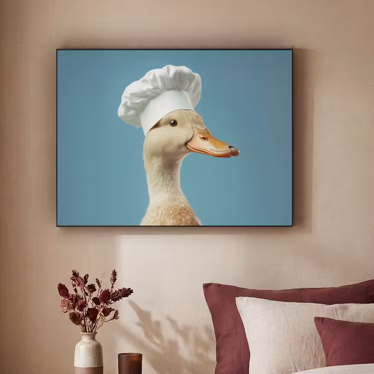 Eend - Koksmuts - Cute - Vogel Textielframe - compleet frame klein -sfeer1