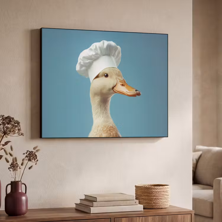 Eend - Koksmuts - Cute - Vogel Textielframe - compleet frame klein -sfeer3