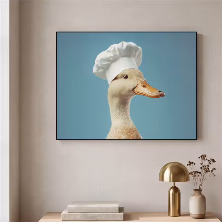 Eend - Koksmuts - Cute - Vogel Textielframe zwart klein -sfeer2