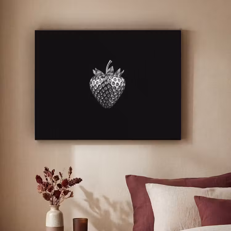Aardbei - Zaadstructuur - Realistisch Textielframe - compleet frame klein -sfeer1