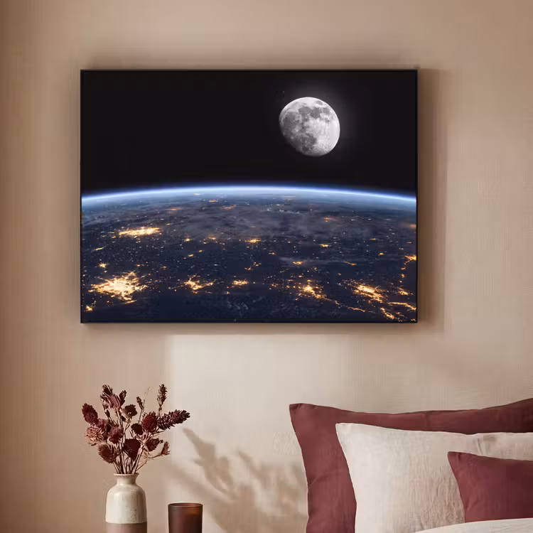 Art Frame - Erde – Nacht – Weltraum - Aarde - Nacht - Ruimte Textielframe zwart klein