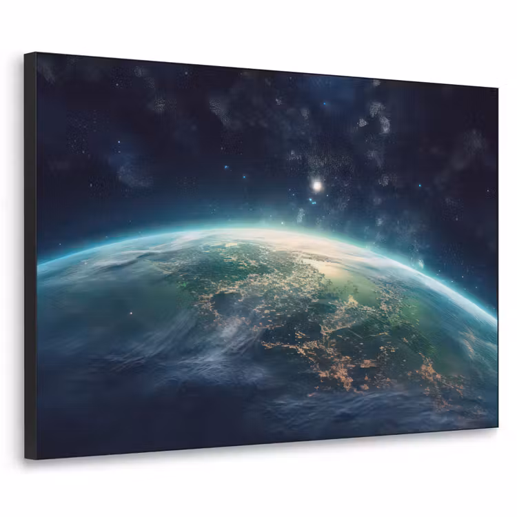 Aarde - Ruimte - Sterren - Landschap Textielframe zwart klein -3d