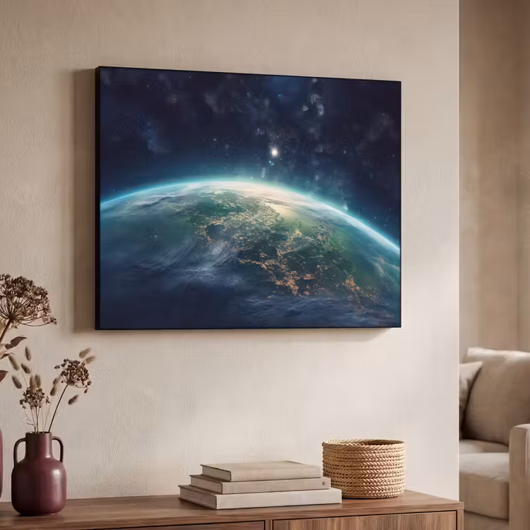 Aarde - Ruimte - Sterren - Landschap Textielframe zwart klein -sfeer3