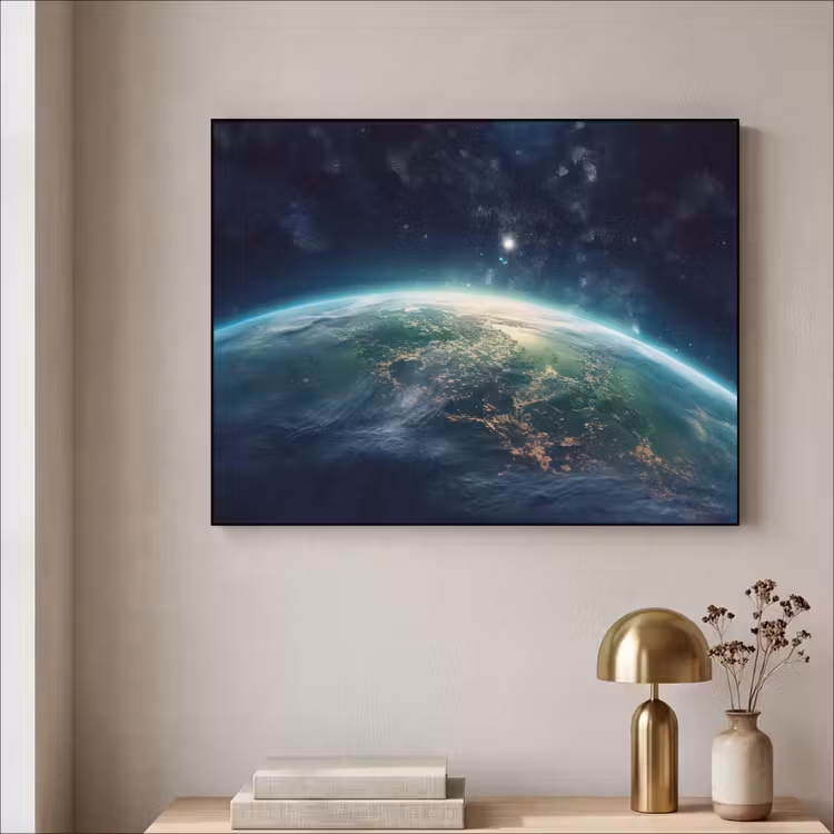 Aarde - Ruimte - Sterren - Landschap Textielframe zwart klein -sfeer2