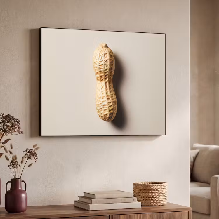 Pinda - Ruw - Beige Textielframe zwart klein -sfeer3