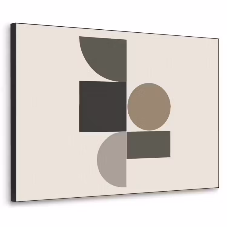 Aardetinten - Abstracte compositie - Eenvoudige vormen Textielframe - compleet frame klein -3d