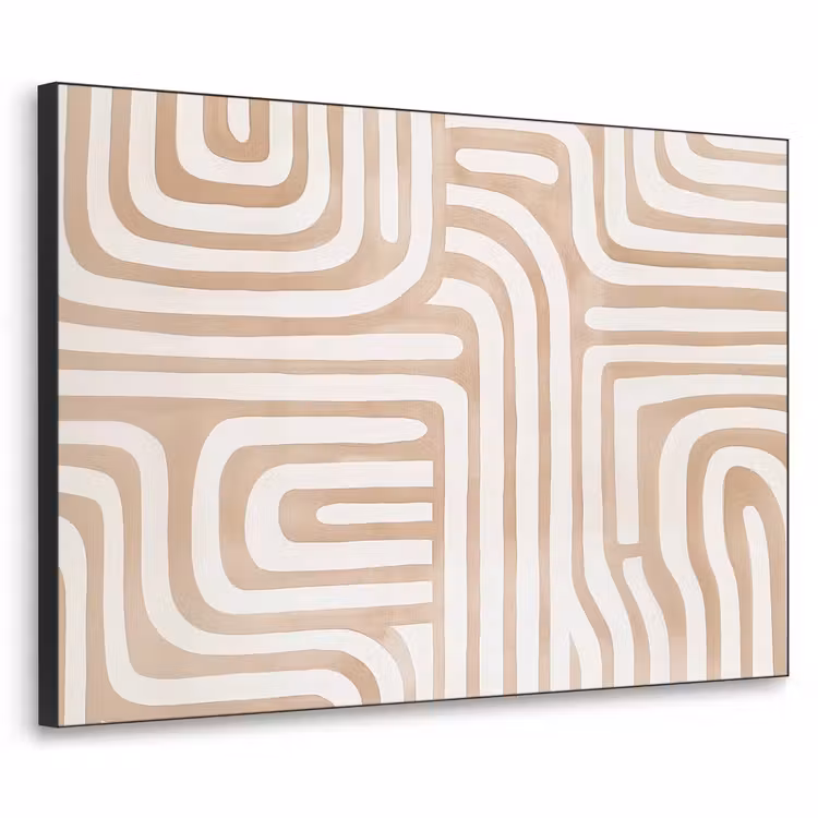 Aardetinten - Labyrintpatroon Textielframe zwart klein -3d