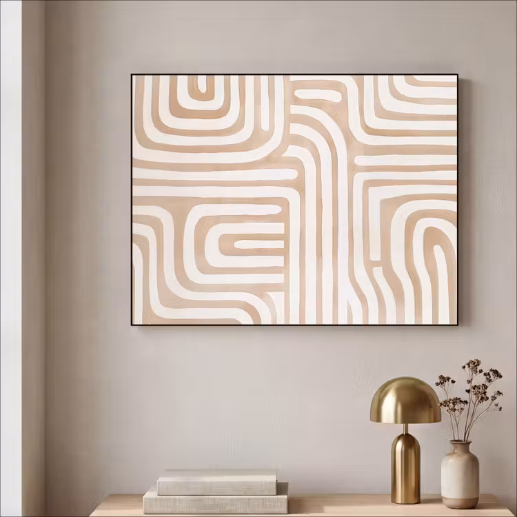 Aardetinten - Labyrintpatroon Textielframe - compleet frame klein -sfeer2