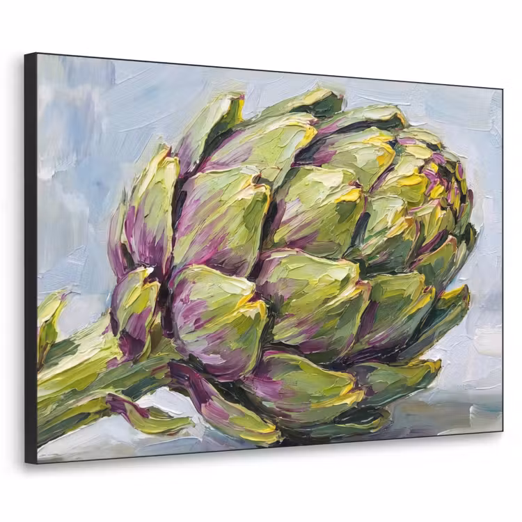 Art Frame - Essen – Artischocke – Modern - Eten - Artisjok - Modern Textielframe zwart klein