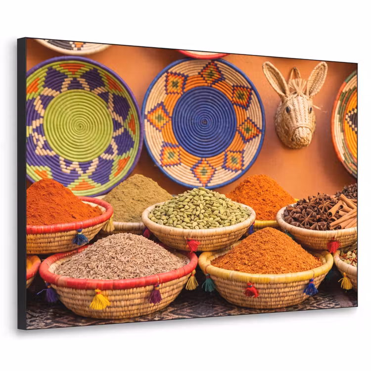 Art Frame - Essen – Farbenfroh – Kultur - Eten - Kleurrijk - Cultuur Textielframe zwart klein