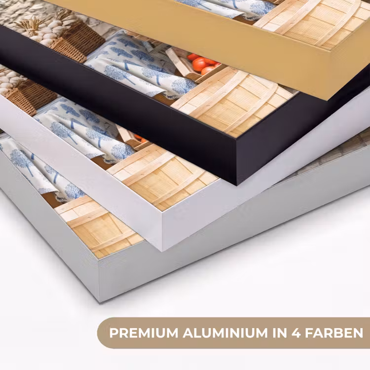 Art Frame - Essen – Markt – Frisch - Eten - Markt - Vers Textielframe zwart klein